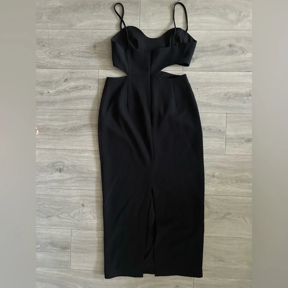 ASOS EDITION Cami Wavy Cutout Midi Dress In Black - Picture 5 of 8